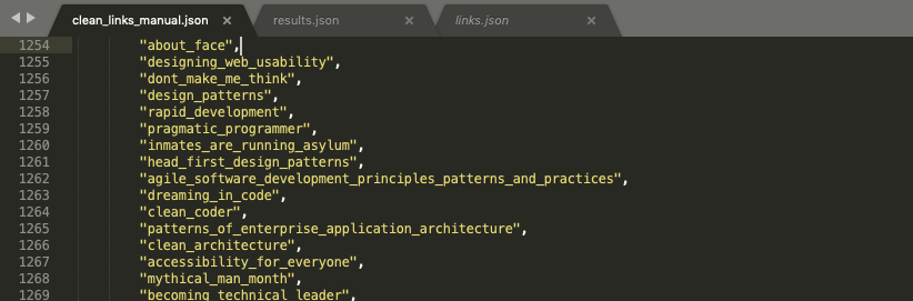 Часть списка после применения функции <code class="inline-code">clean_link()</code>.