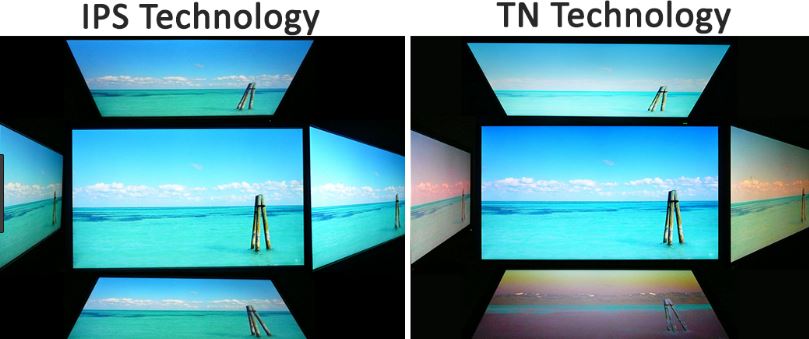Рис. 9. Сравнение углов обзора монитора с матрицей IPS (слева) и TN (справа)