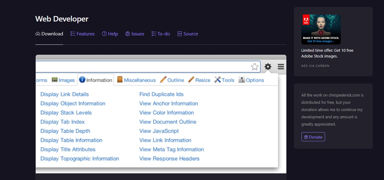 <a href="https://chrome.google.com/webstore/detail/web-developer/bfbameneiokkgbdmiekhjnmfkcnldhhm" target="_blank" rel="noopener noreferrer nofollow">Web Developer</a>