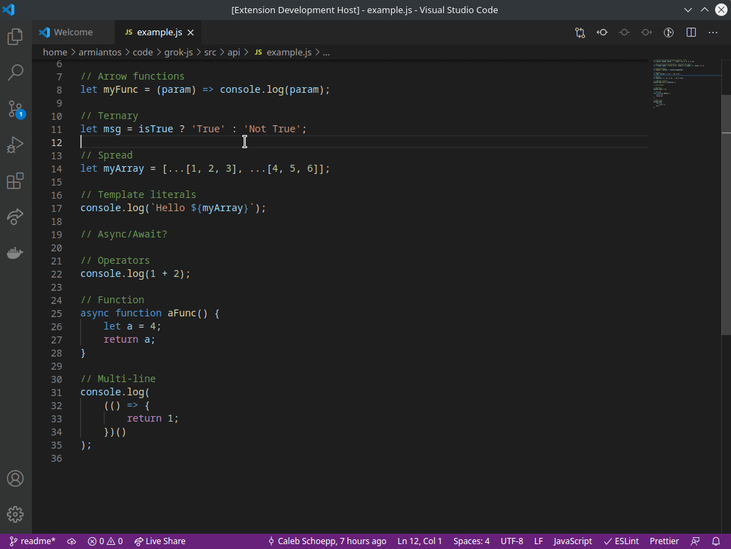 Vs code console