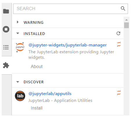  Элемент меню Jupyter Lab «Менеджер расширений»