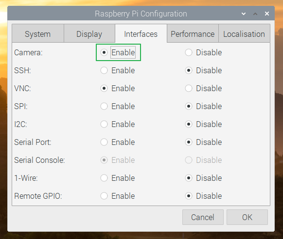 Активация камеры в Raspberry Pi 4
