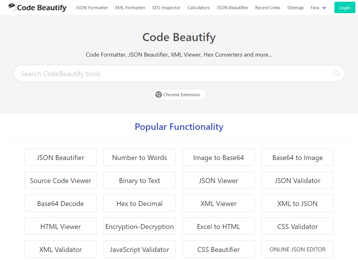 Скриншот сайта Code Beautify