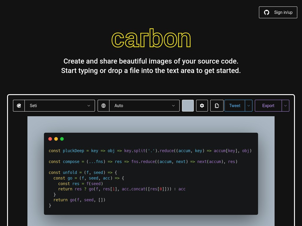 Скриншот сайта Carbon
