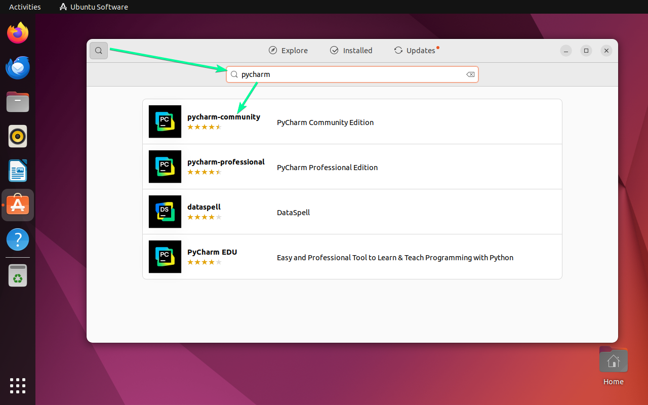 Pycharm в Ubuntu Software