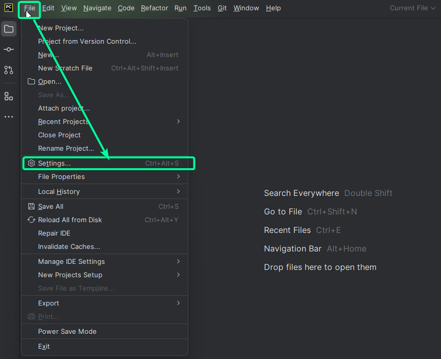Settings в PyCharm