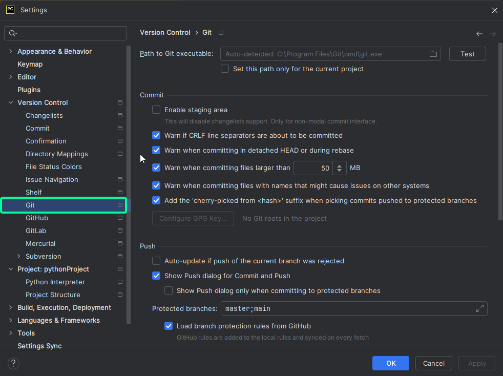 Работа с системами контроля версий (Git) в PyCharm