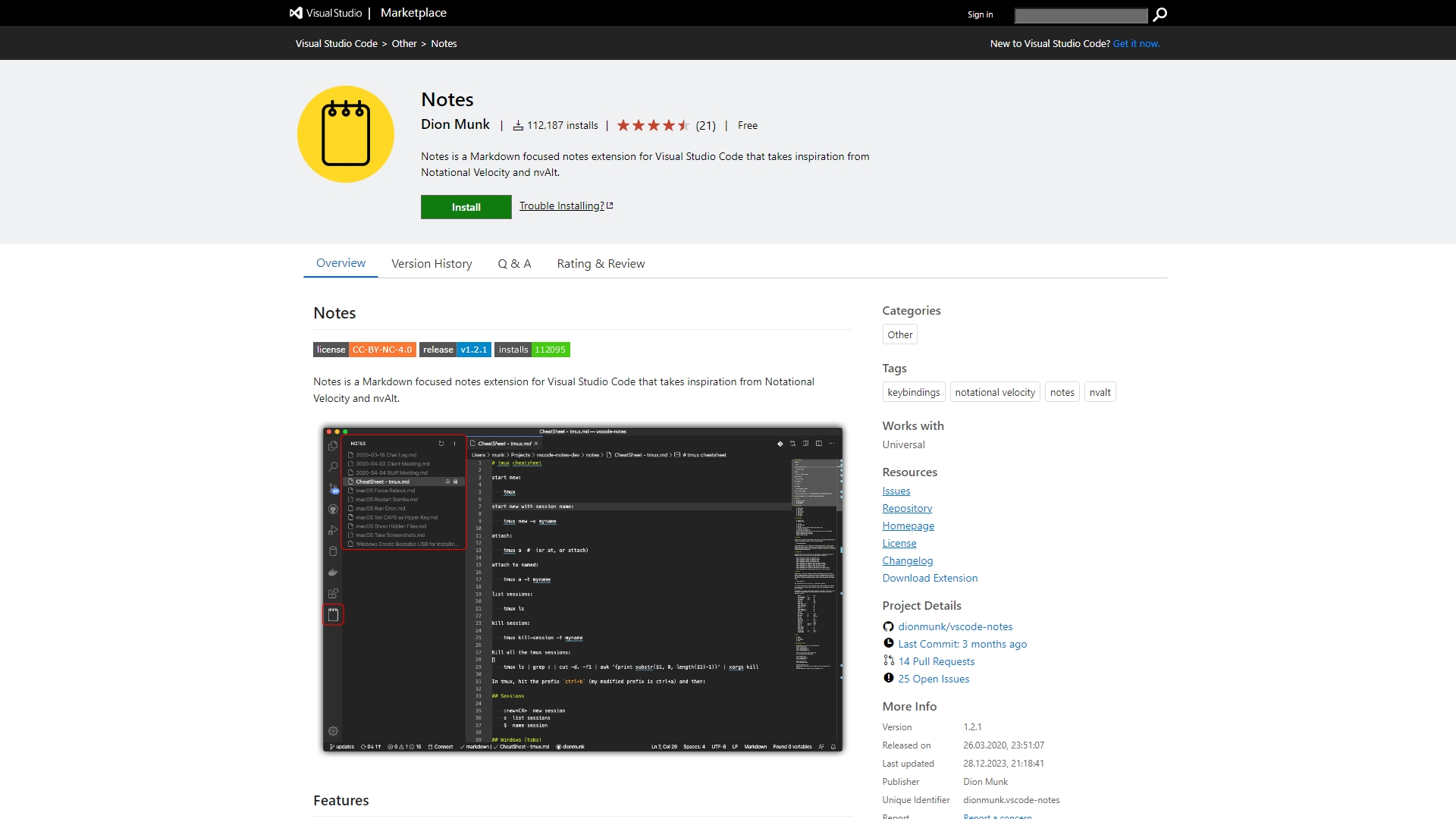 Плагин для VS Code: Notes
