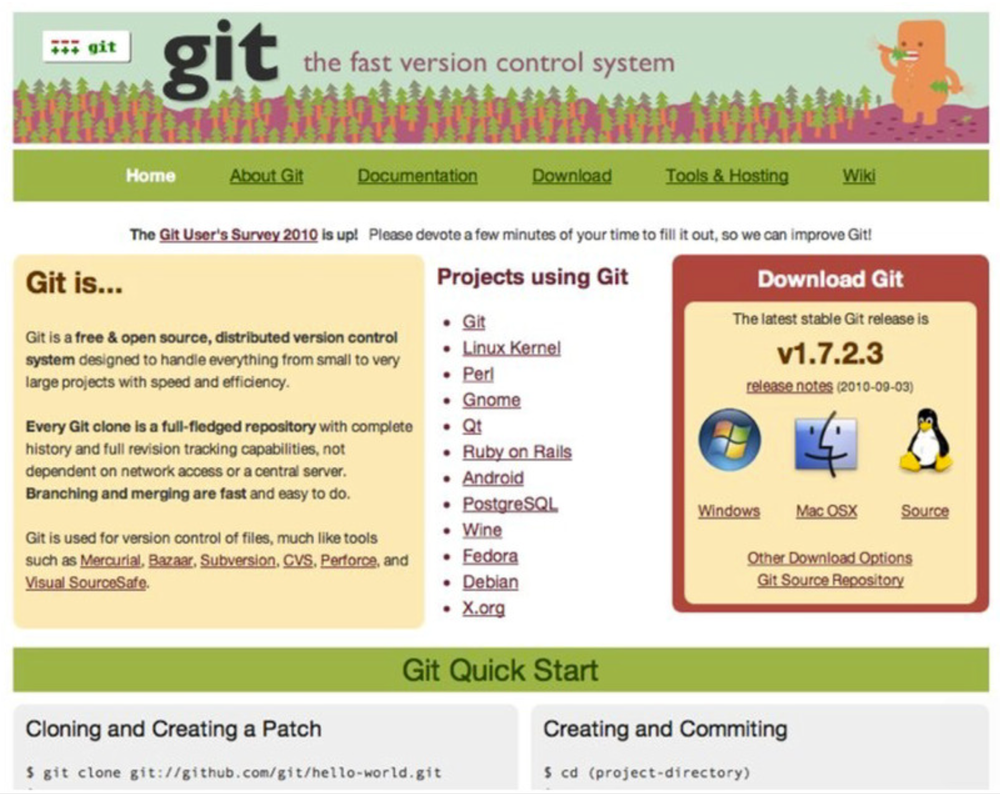 Версия git-scm.com, которую я впервые выложил в 2008 году. Это блоб, поедающий деревья